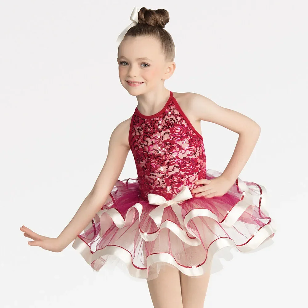 Pre-Owned Dance Costume Revolution RC20528 Medium Child Burgundy Ballet